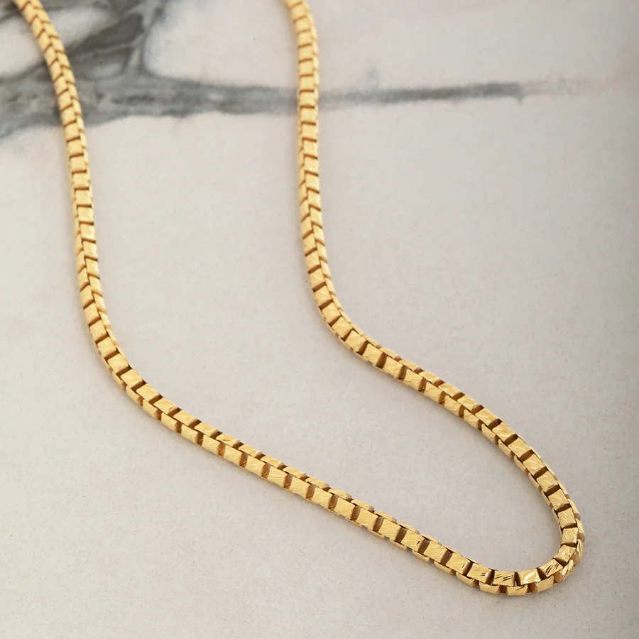 3mm Round Box Chain (Diamond Cut), 14k Yellow Gold - Image 5