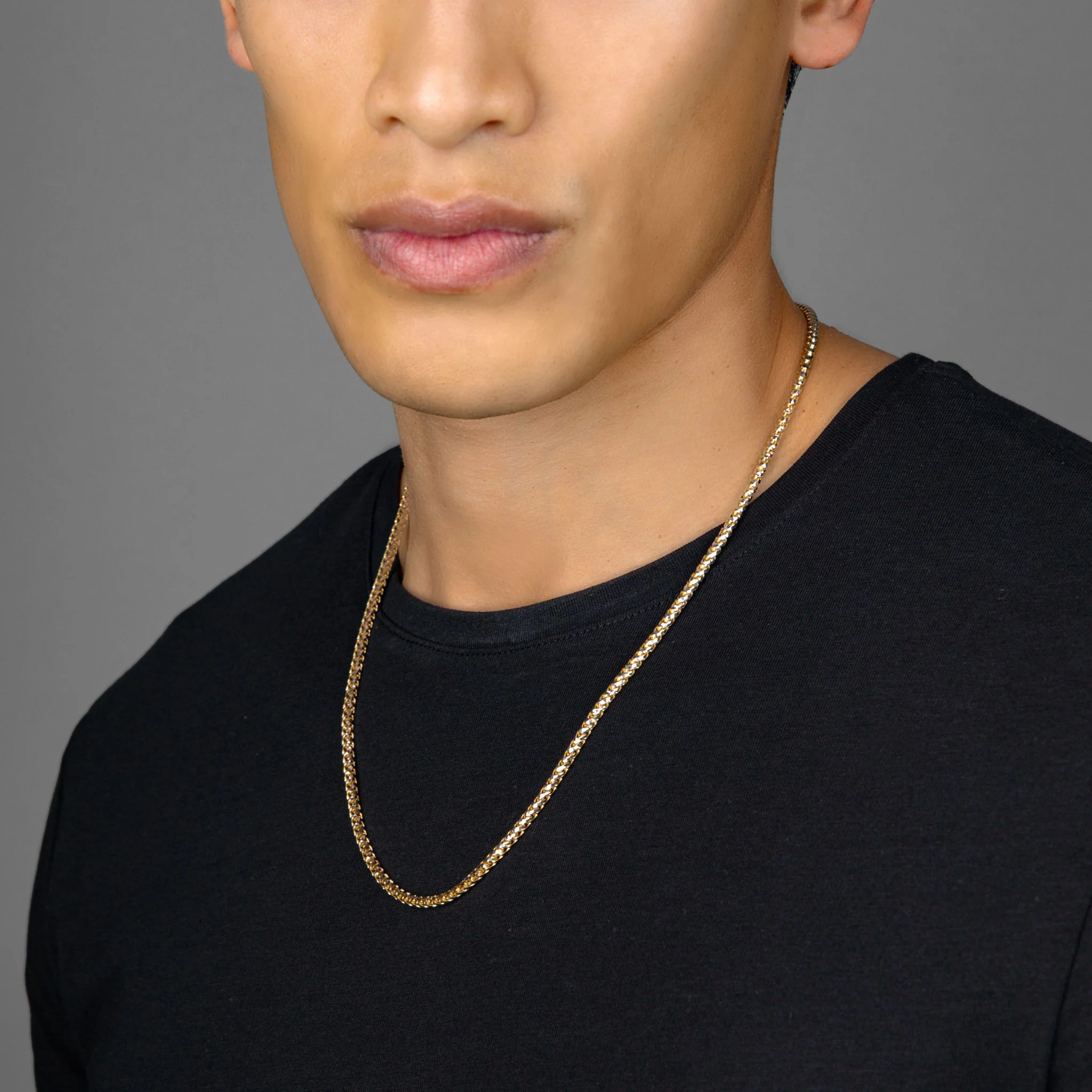 3mm Prism Cut Franco Chain, 14k Two-Tone Gold - Image 4
