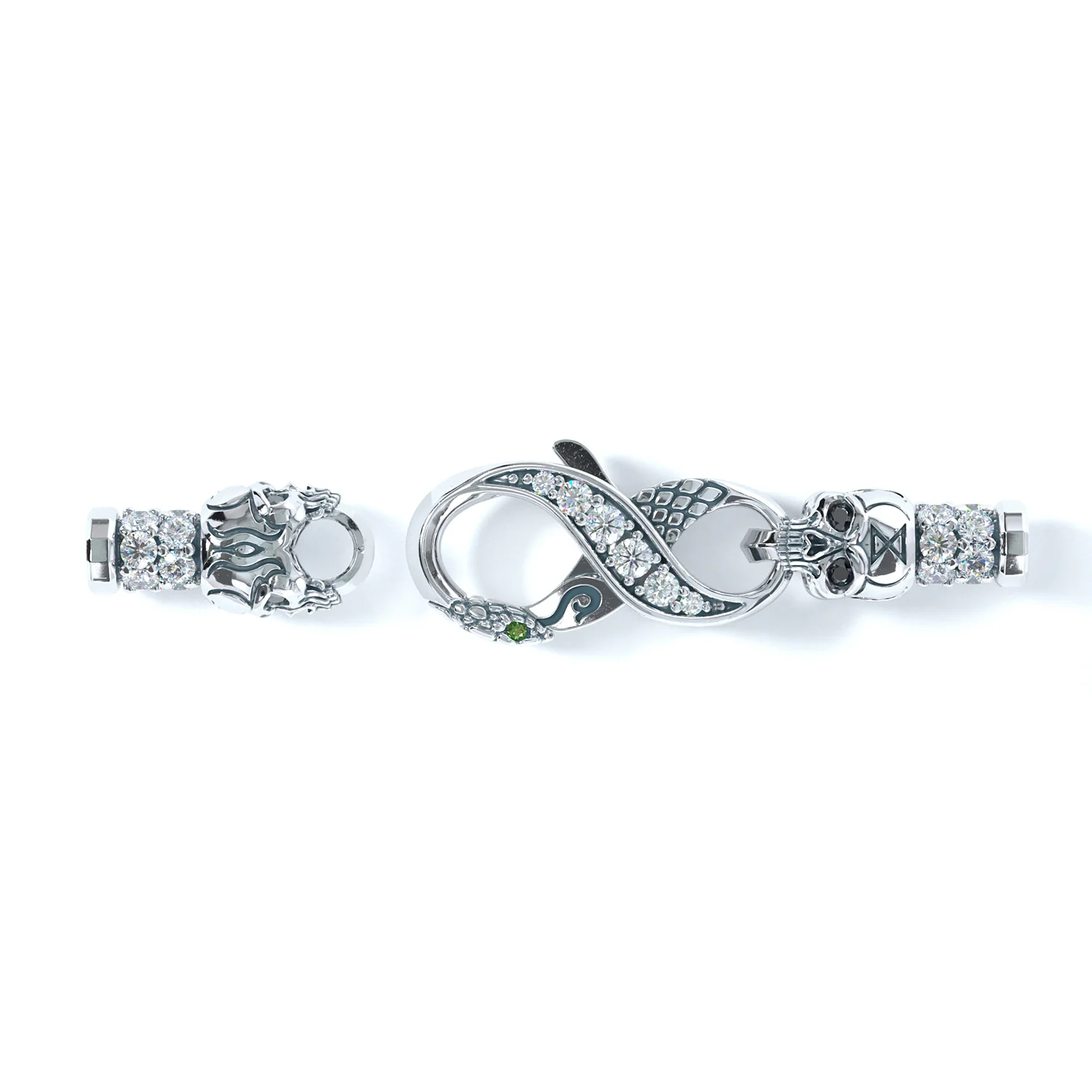 3mm Skull King's Clasp, Platinum