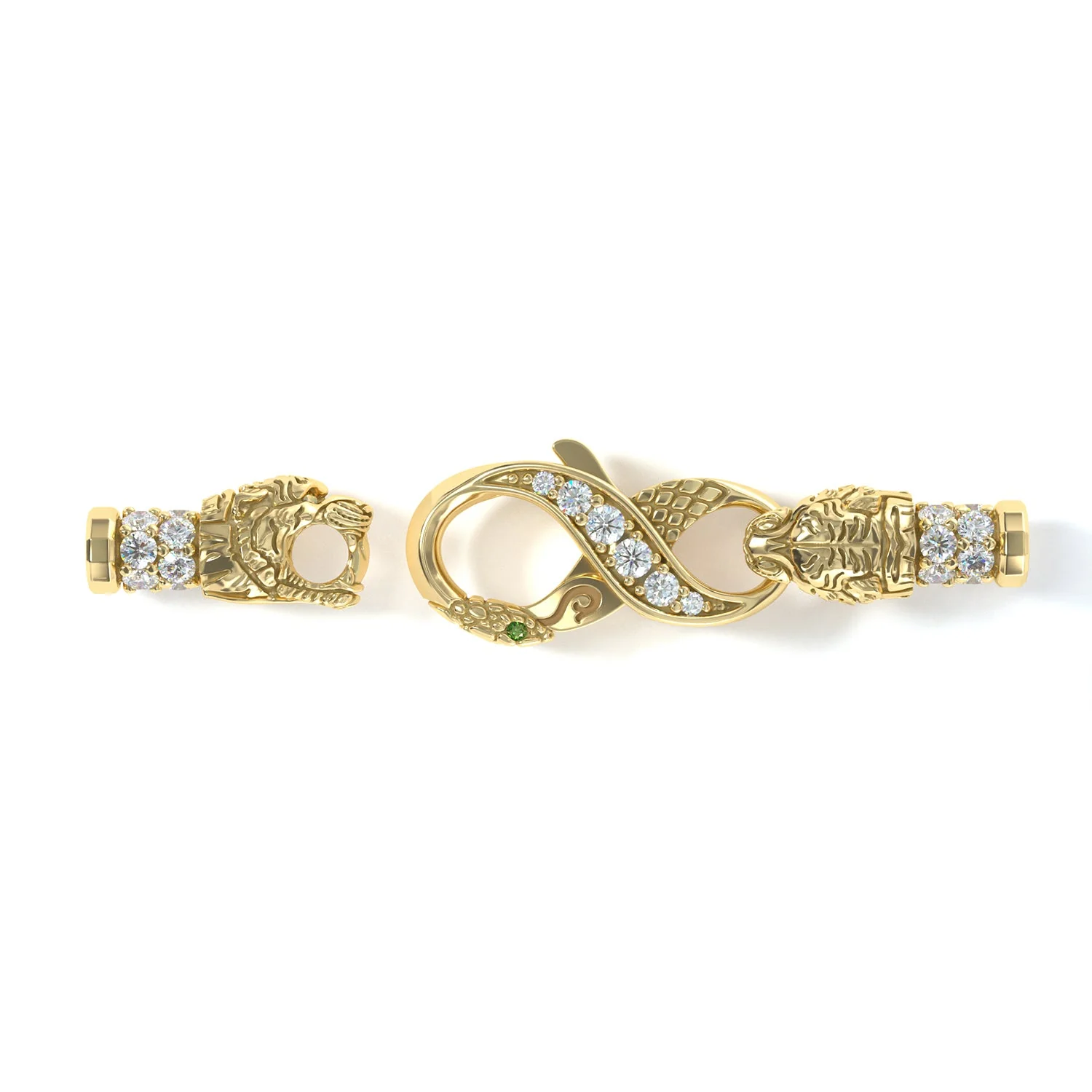 3mm Tiger King's Clasp, 18k Yellow Gold