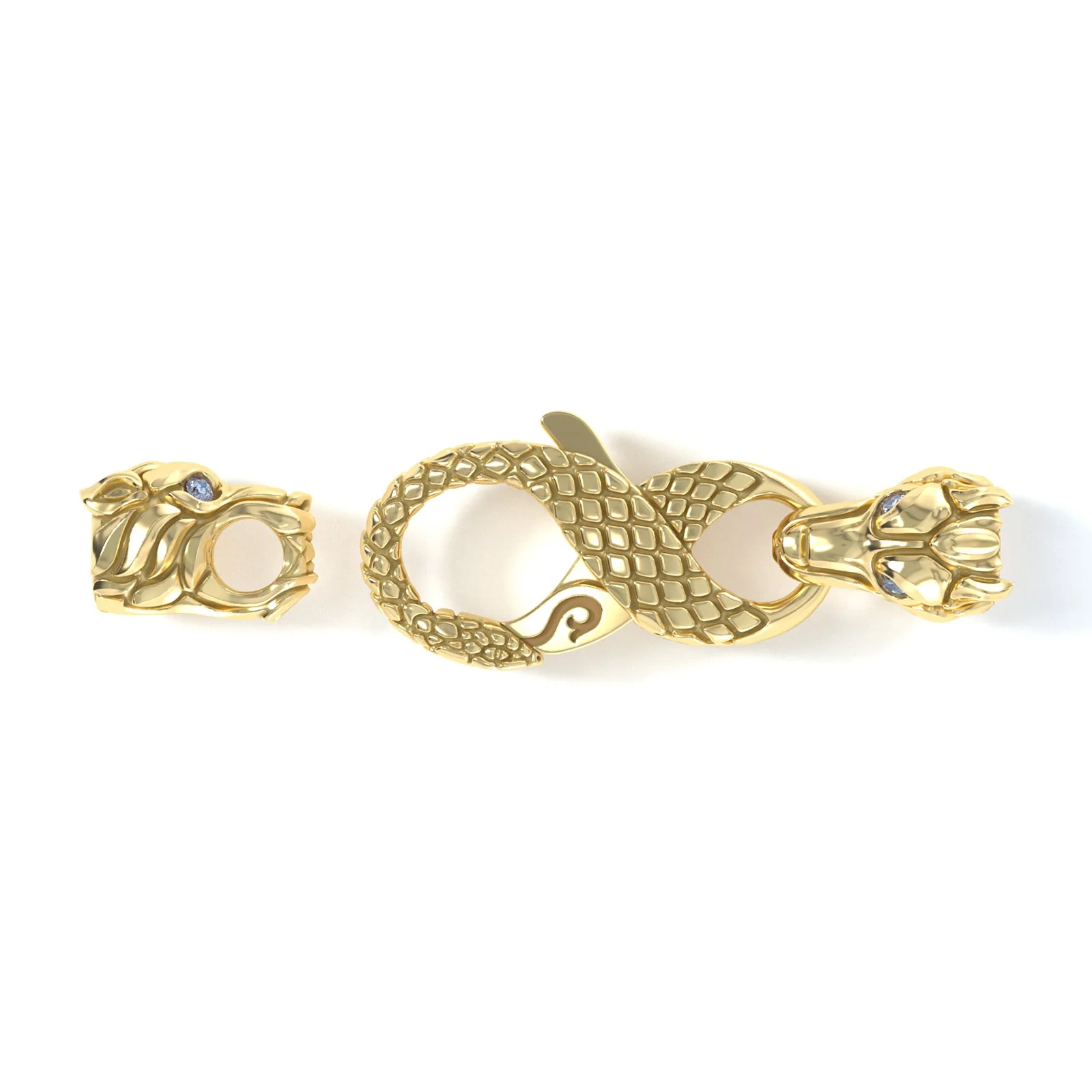 3mm Wolf Signature Clasp, 14k Yellow Gold