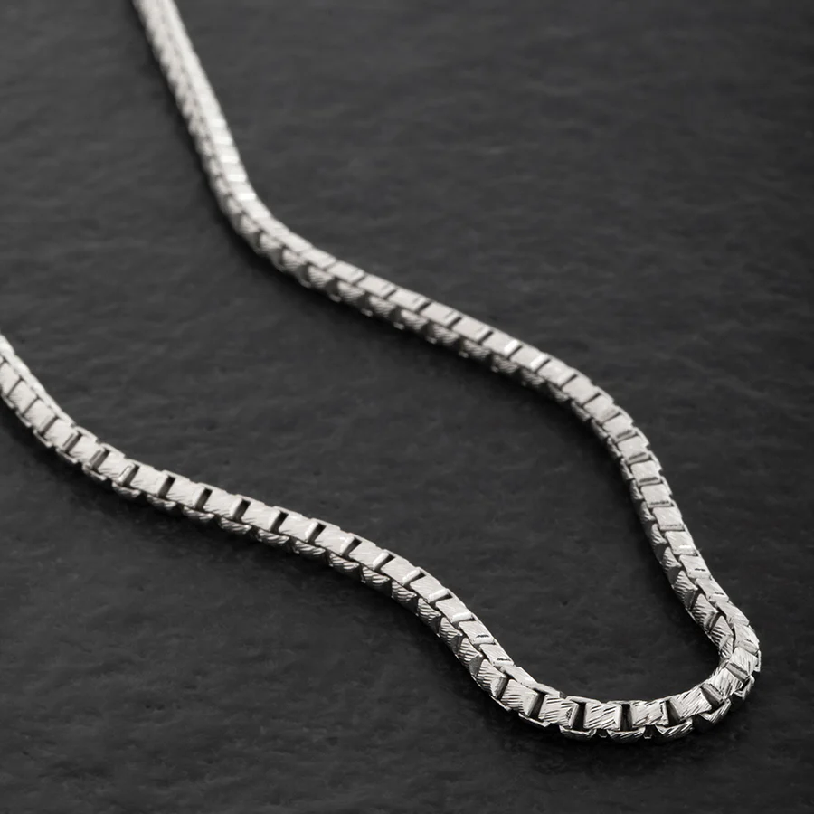 4mm Round Box Chain (Diamond Cut), 14k White Gold - Image 3