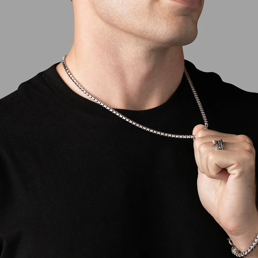 4mm Round Box Chain (Diamond Cut), 14k White Gold - Image 5