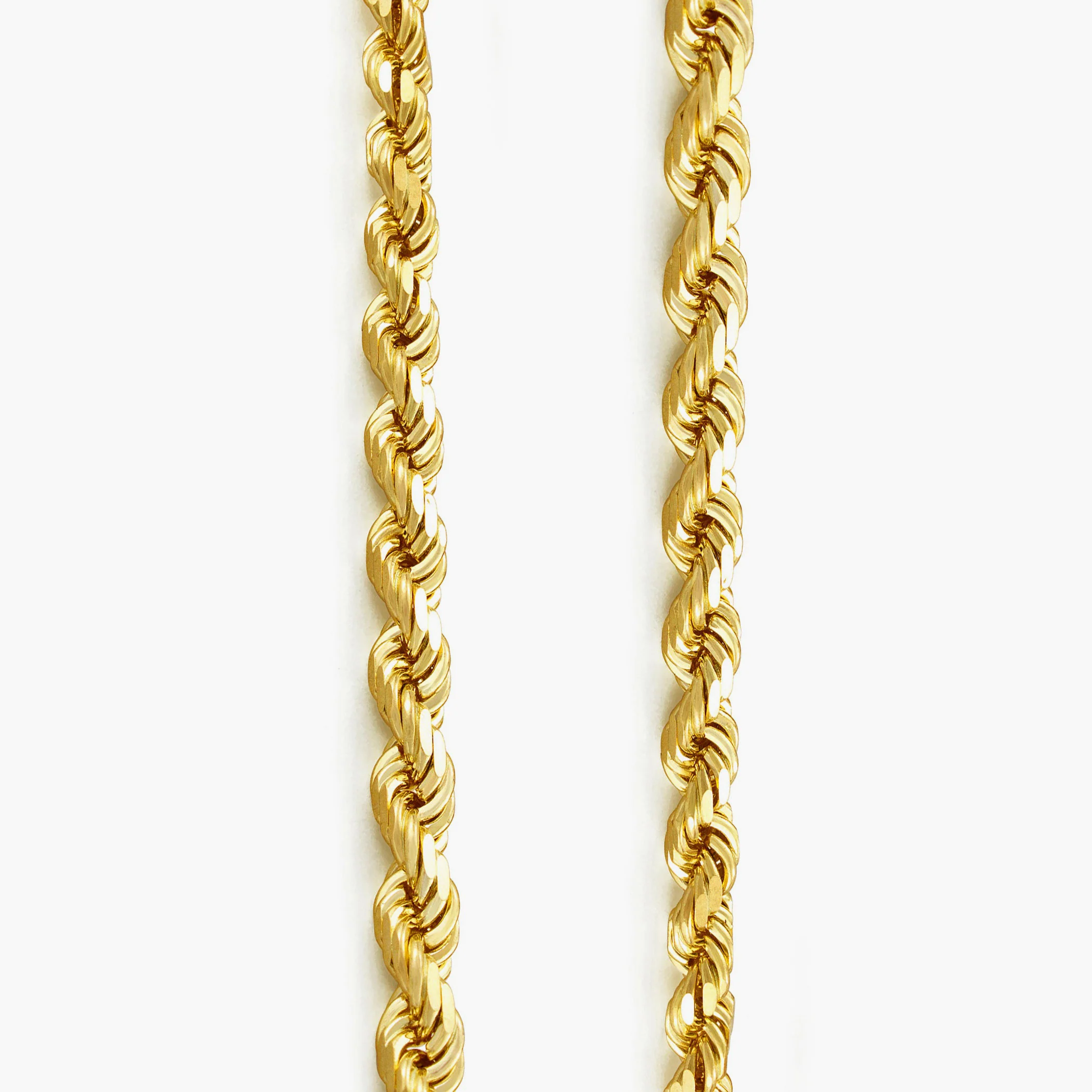 4mm Diamond Cut Rope Chain, 14k Yellow Gold - Image 3