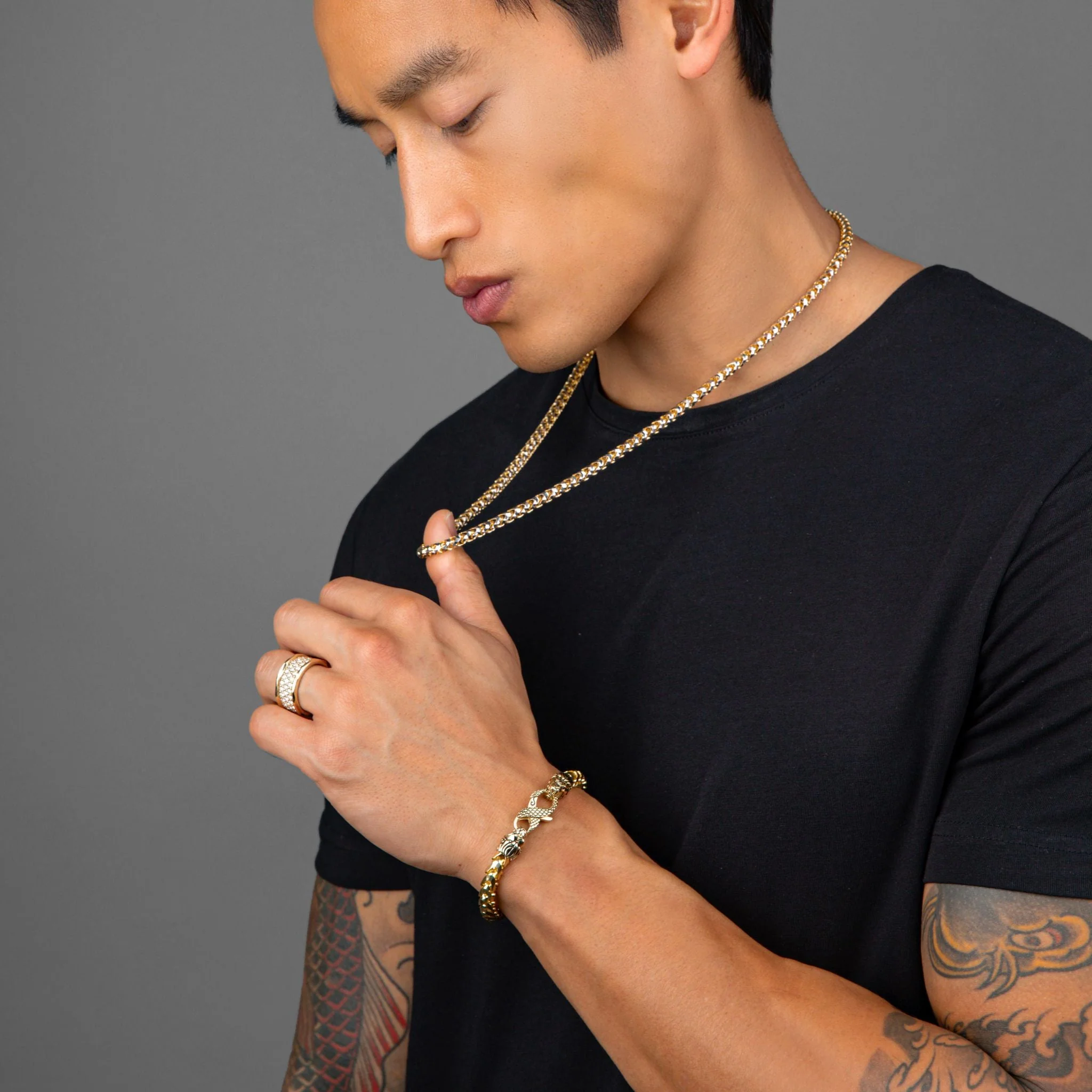 4mm Prism Cut Franco Chain, 14k Two-Tone Gold - Image 4