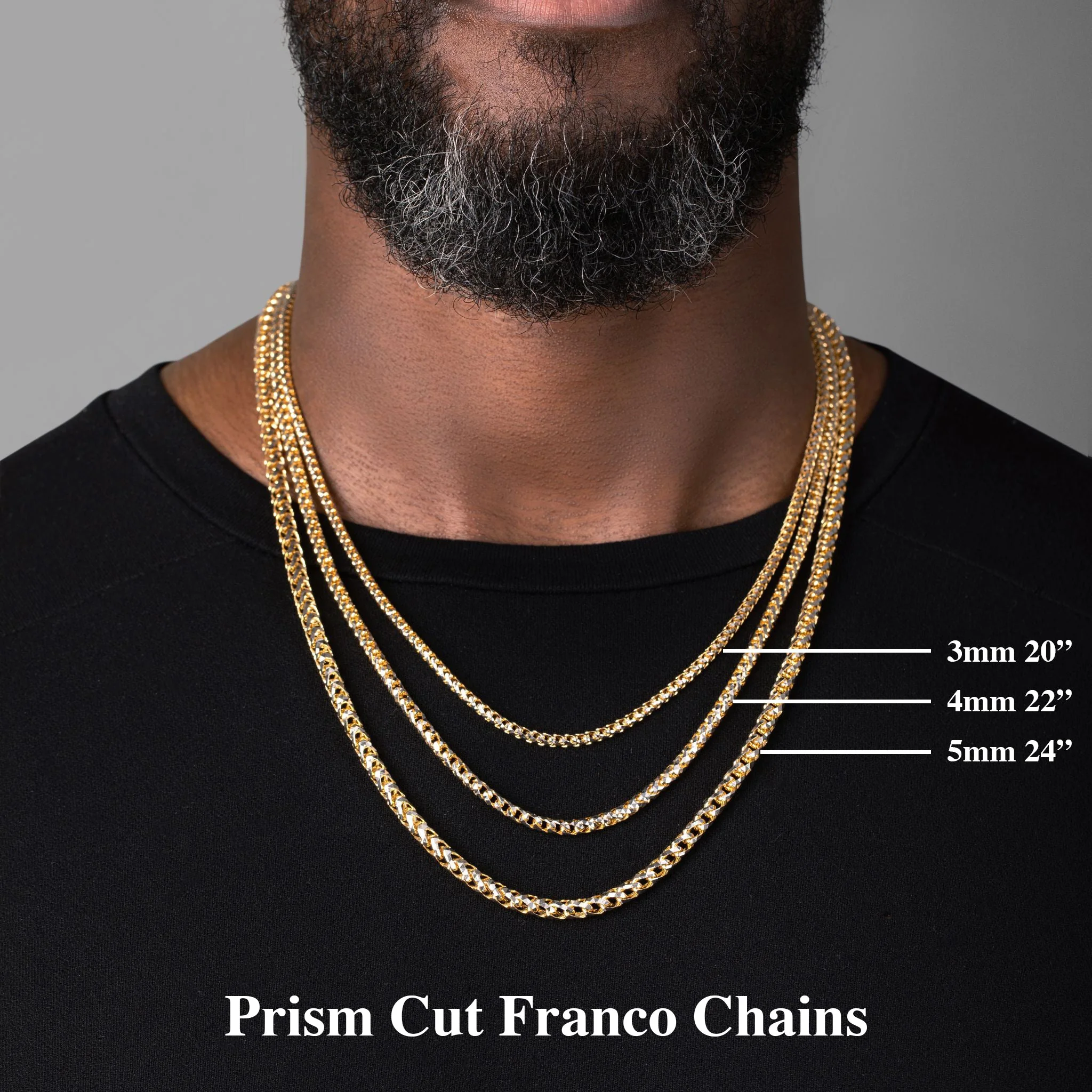 4mm Prism Cut Franco Chain, 14k Two-Tone Gold - Image 5