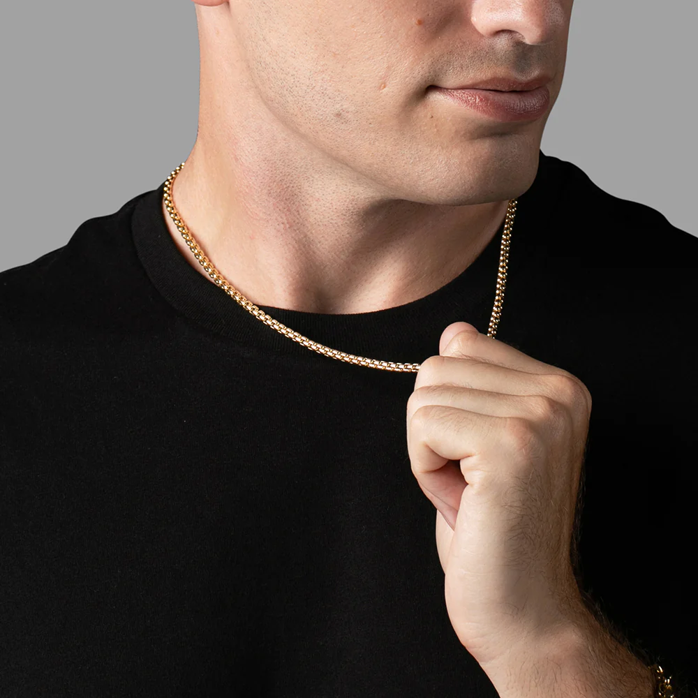4mm Round Box Chain, 14k Yellow Gold - Image 6