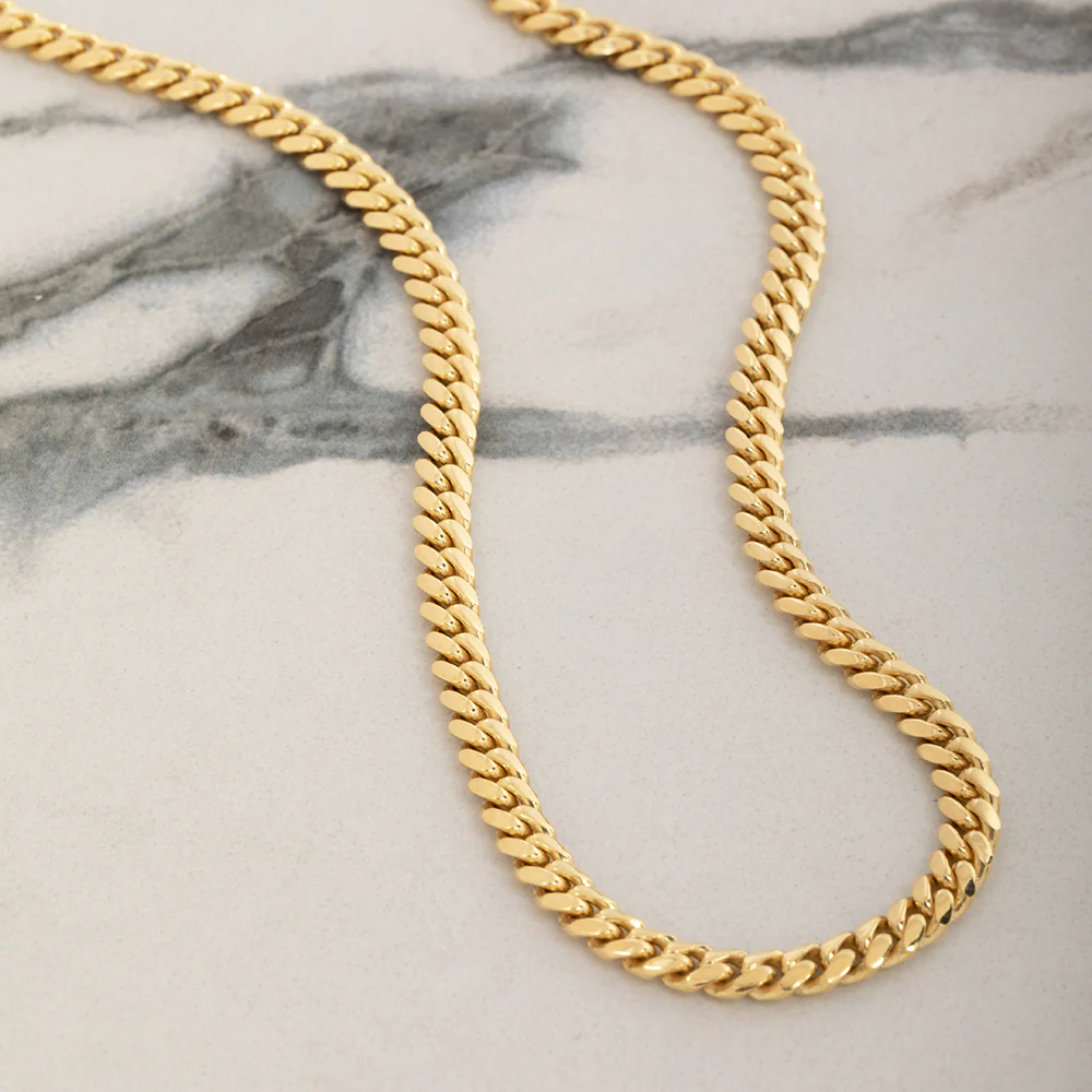 5mm Miami Cuban Link Chain, 14k Yellow Gold - Image 3