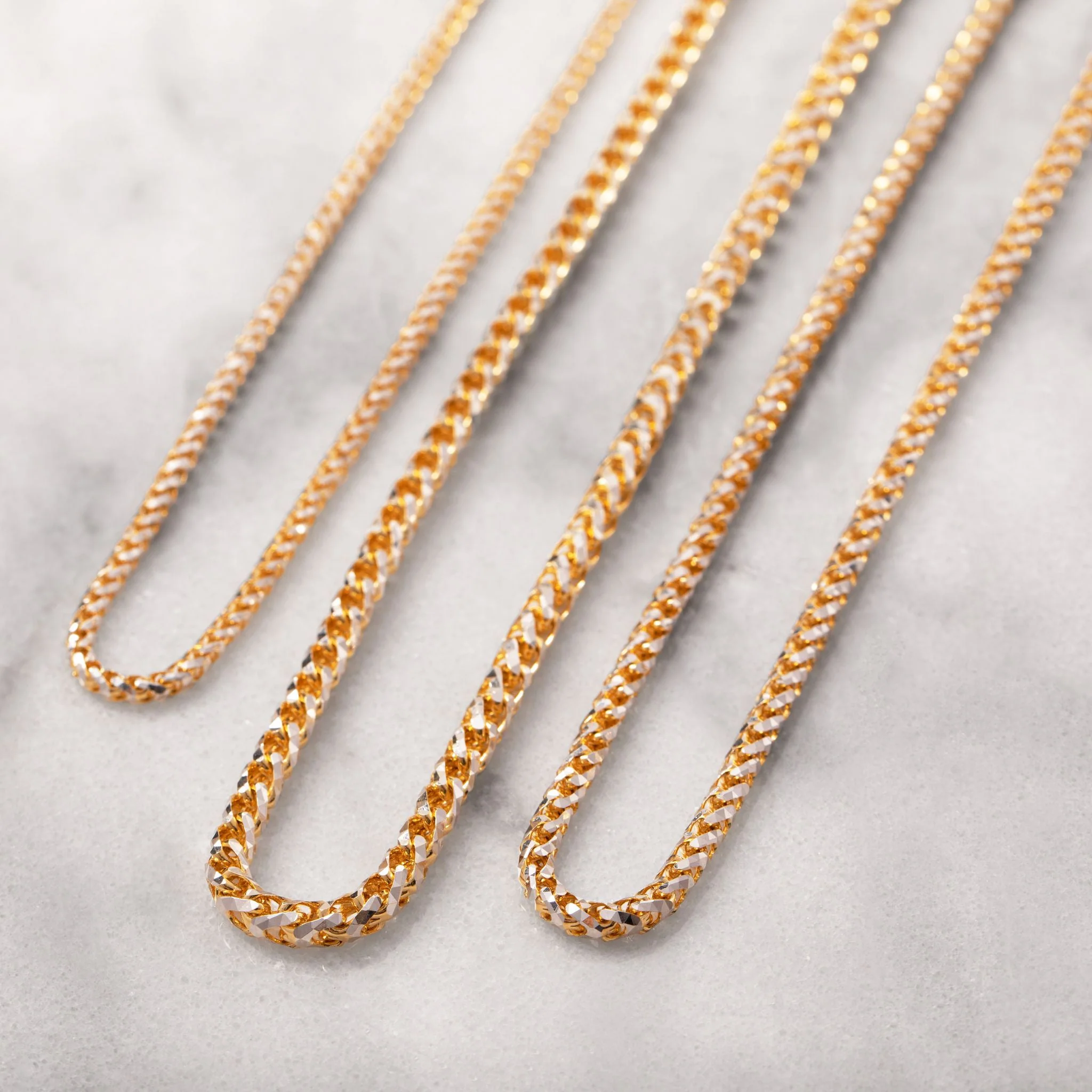 5mm Prism Cut Franco Chain, 14k Two-Tone Gold - Image 5