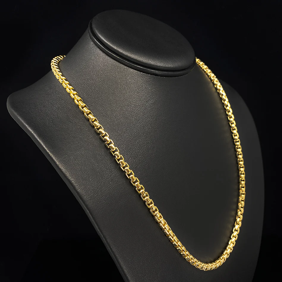5mm Round Box Chain, 18k Yellow Gold - Image 3