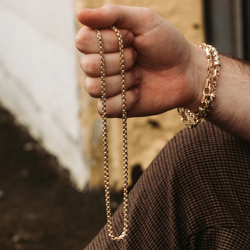 5mm Round Box Chain, 18k Yellow Gold - Image 6