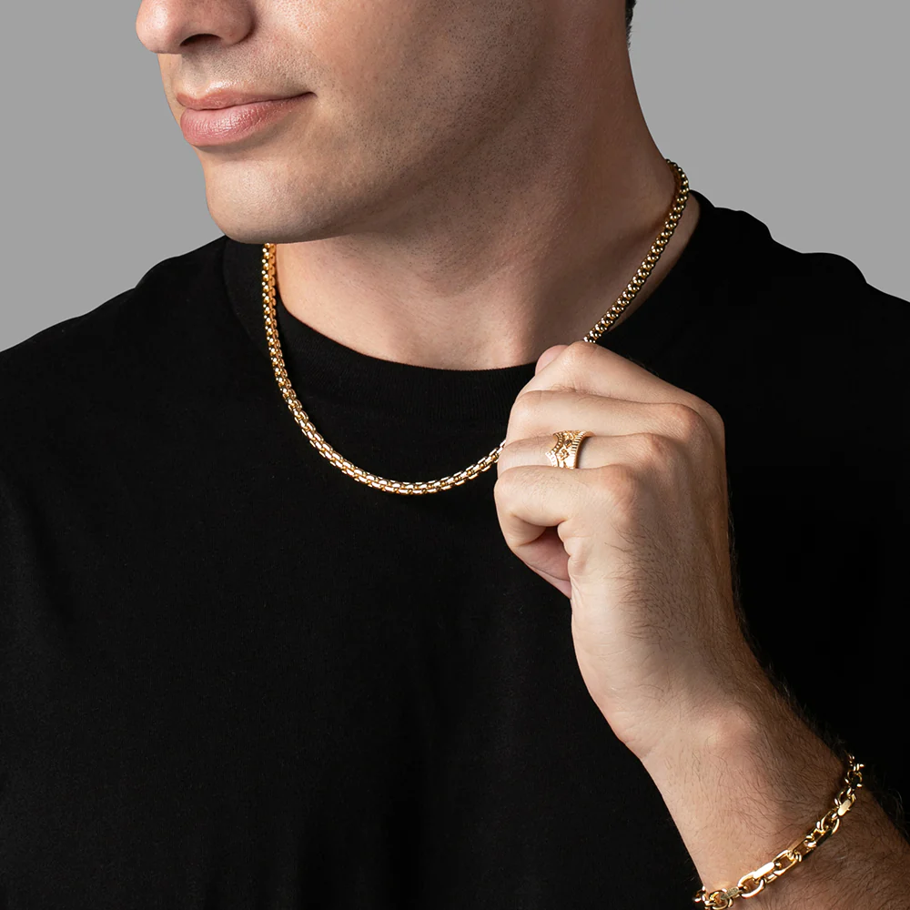 5mm Round Box Chain, 18k Yellow Gold - Image 7