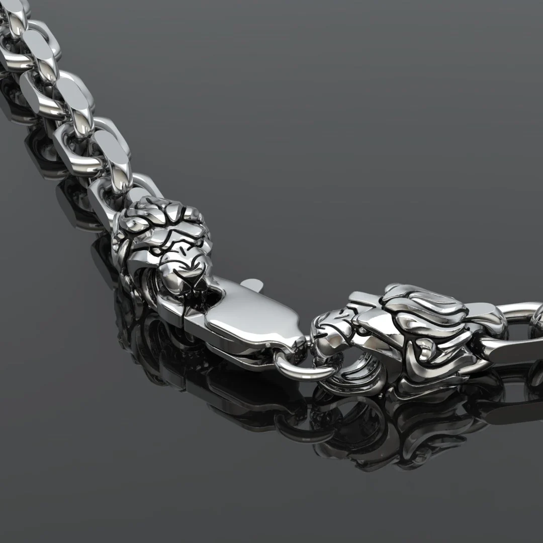 5mm Silver Forza (Heavy Link) Chain, Lion Clasp - Image 3