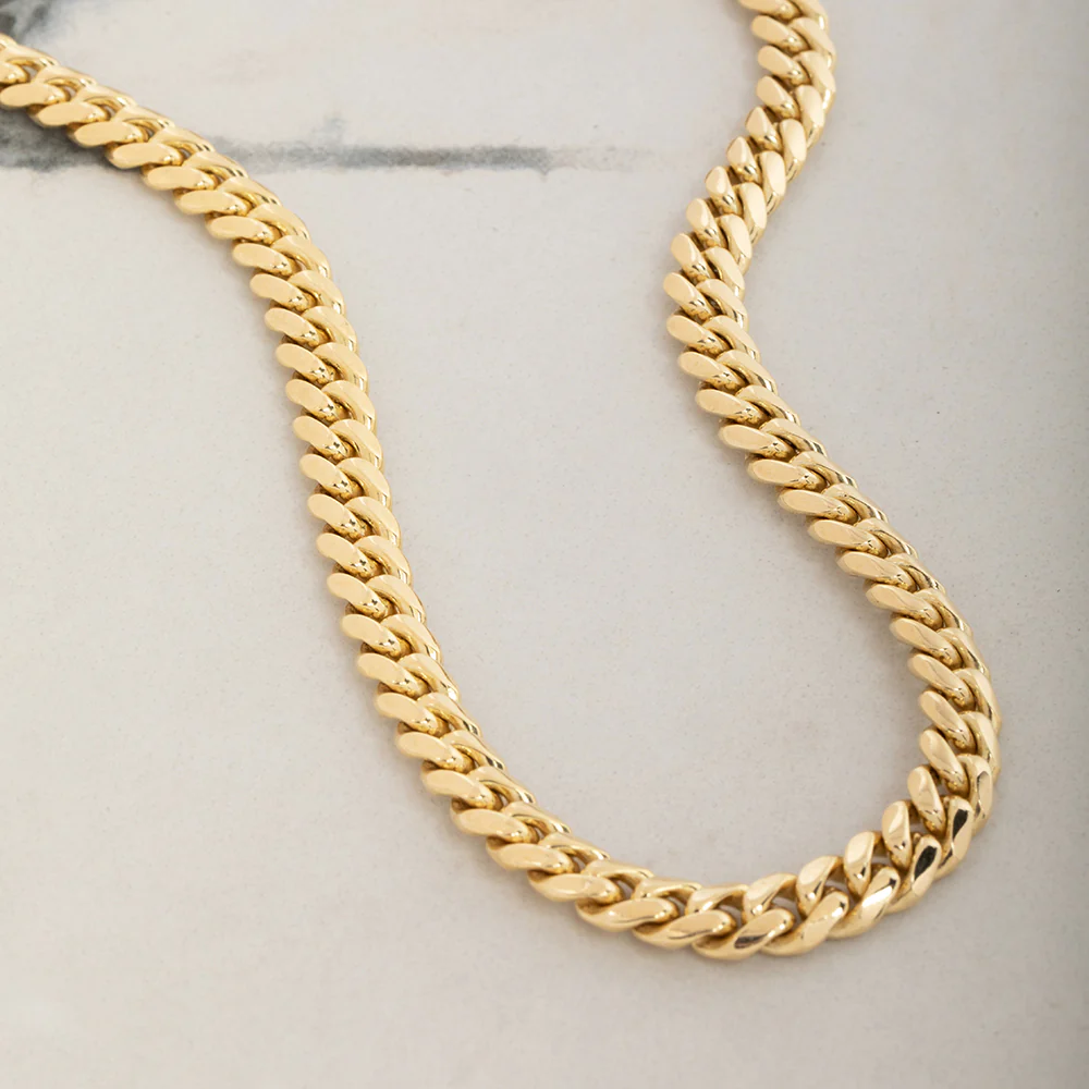 7mm Miami Cuban Link Chain, 14k Yellow Gold - Image 3