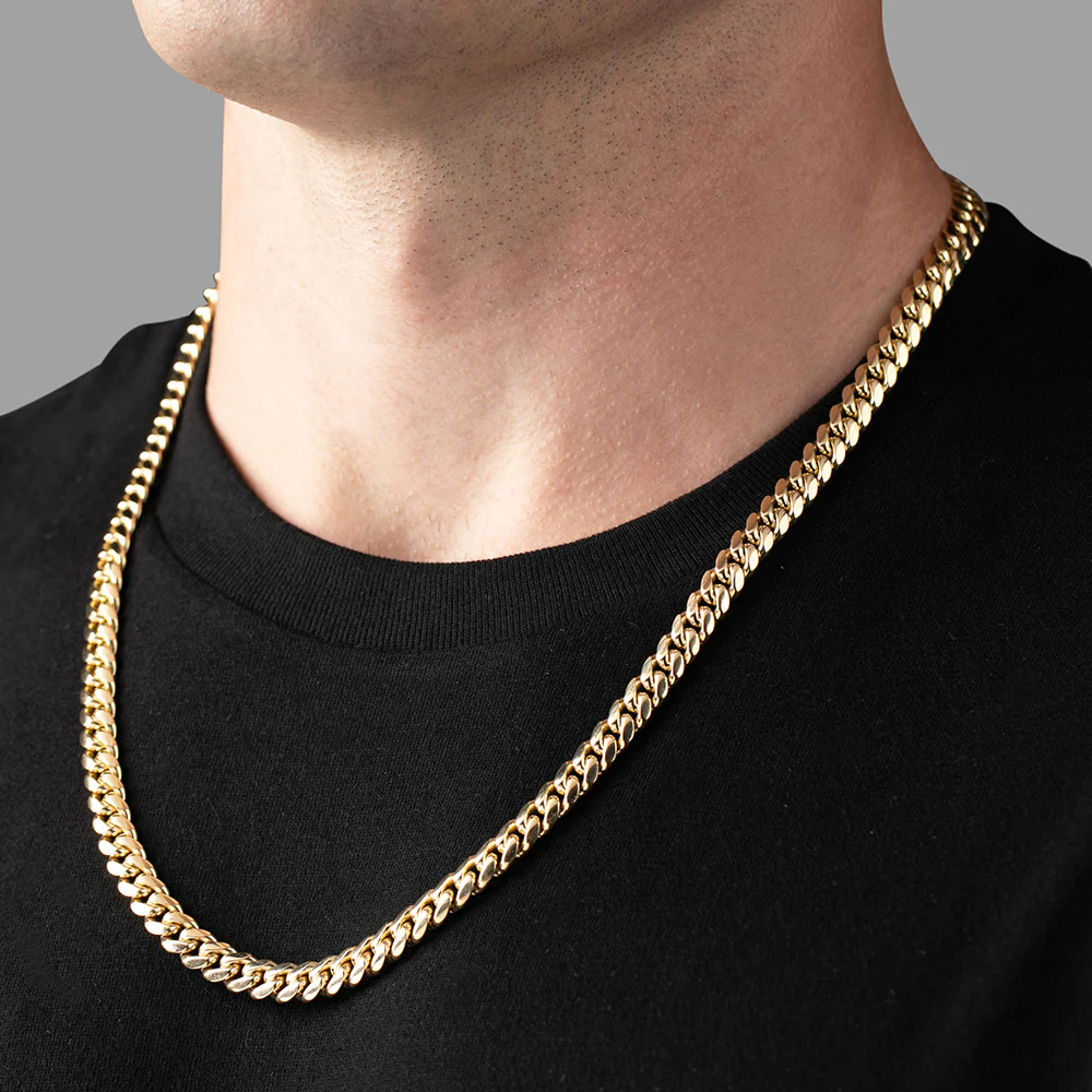 7mm Miami Cuban Link Chain, 14k Yellow Gold - Image 6