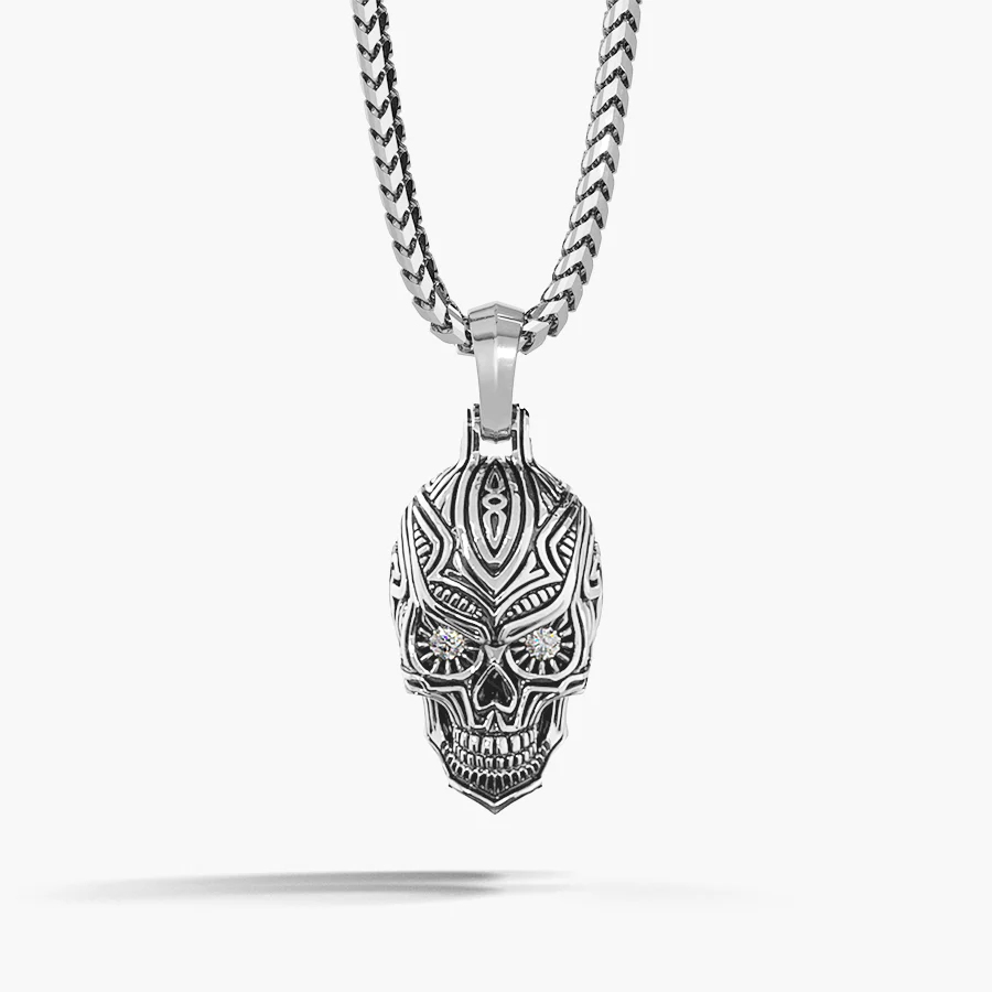 Carpe Diem, Platinum Skull Pendant with Diamonds