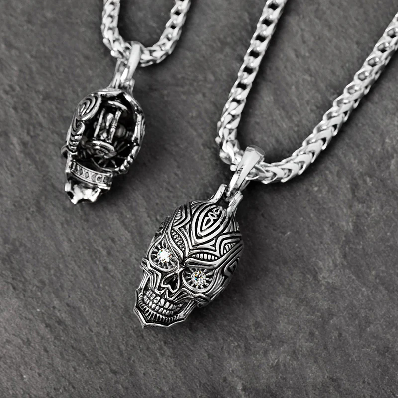 Carpe Diem, Platinum Skull Pendant with Diamonds - Image 4