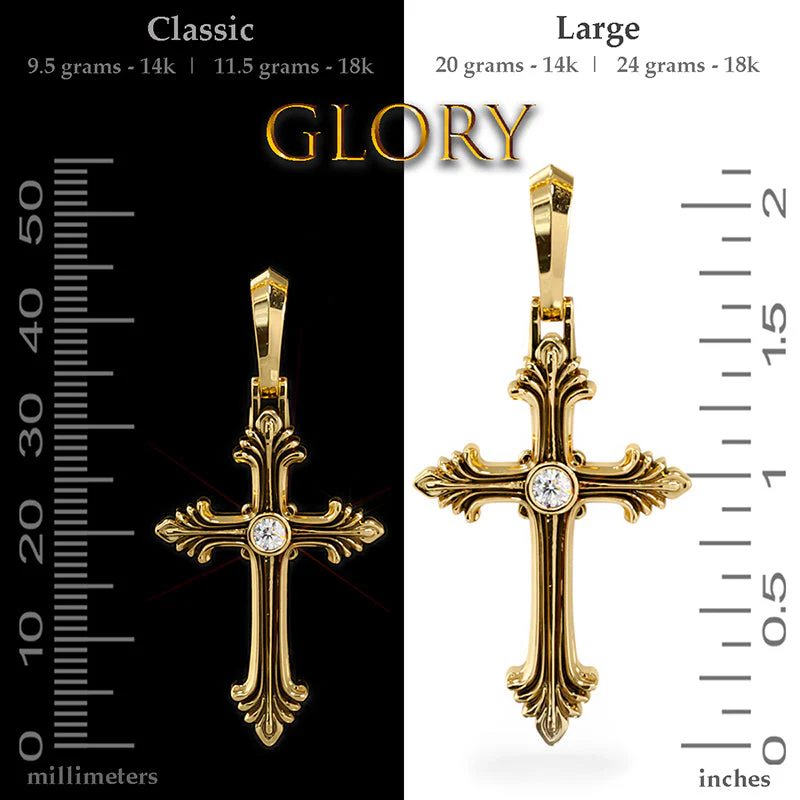 Glory, Gold Cross Pendant with Diamond - Image 3