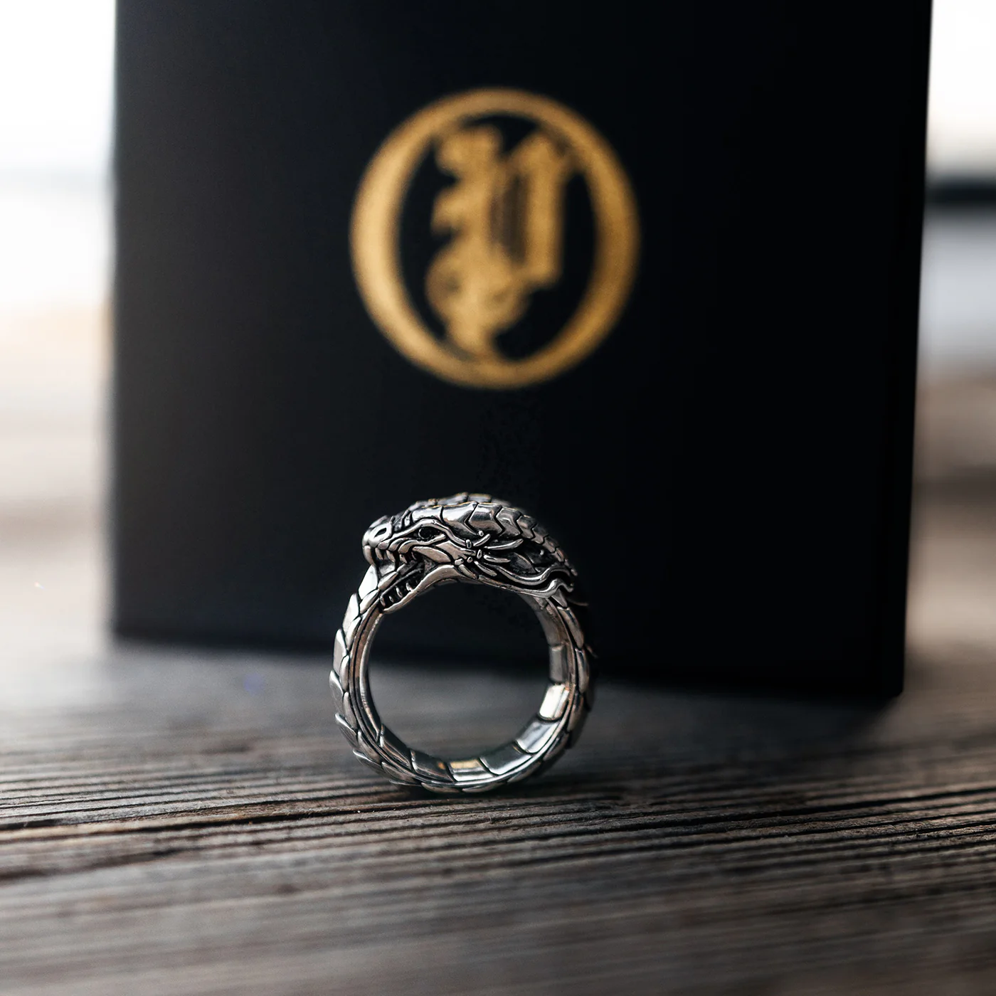 Dragon, Silver Ring with Red Garnet Eyes - Image 5
