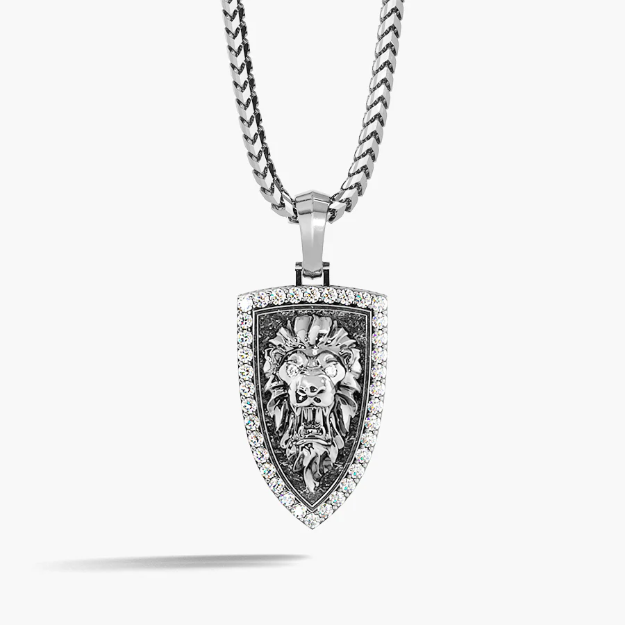 Empire, Platinum Lion Head Pendant with Diamonds