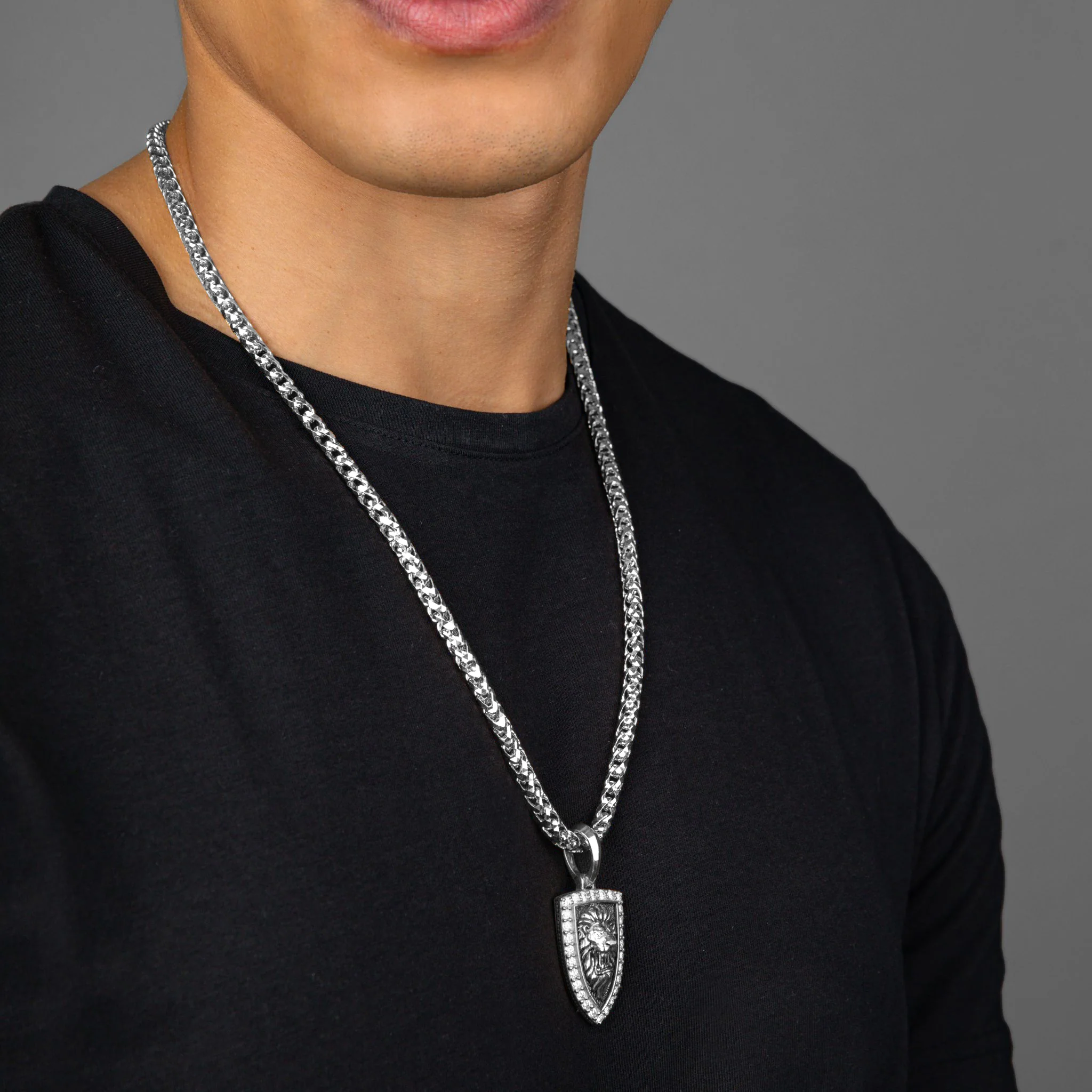 Empire, Platinum Lion Head Pendant with Diamonds - Image 4