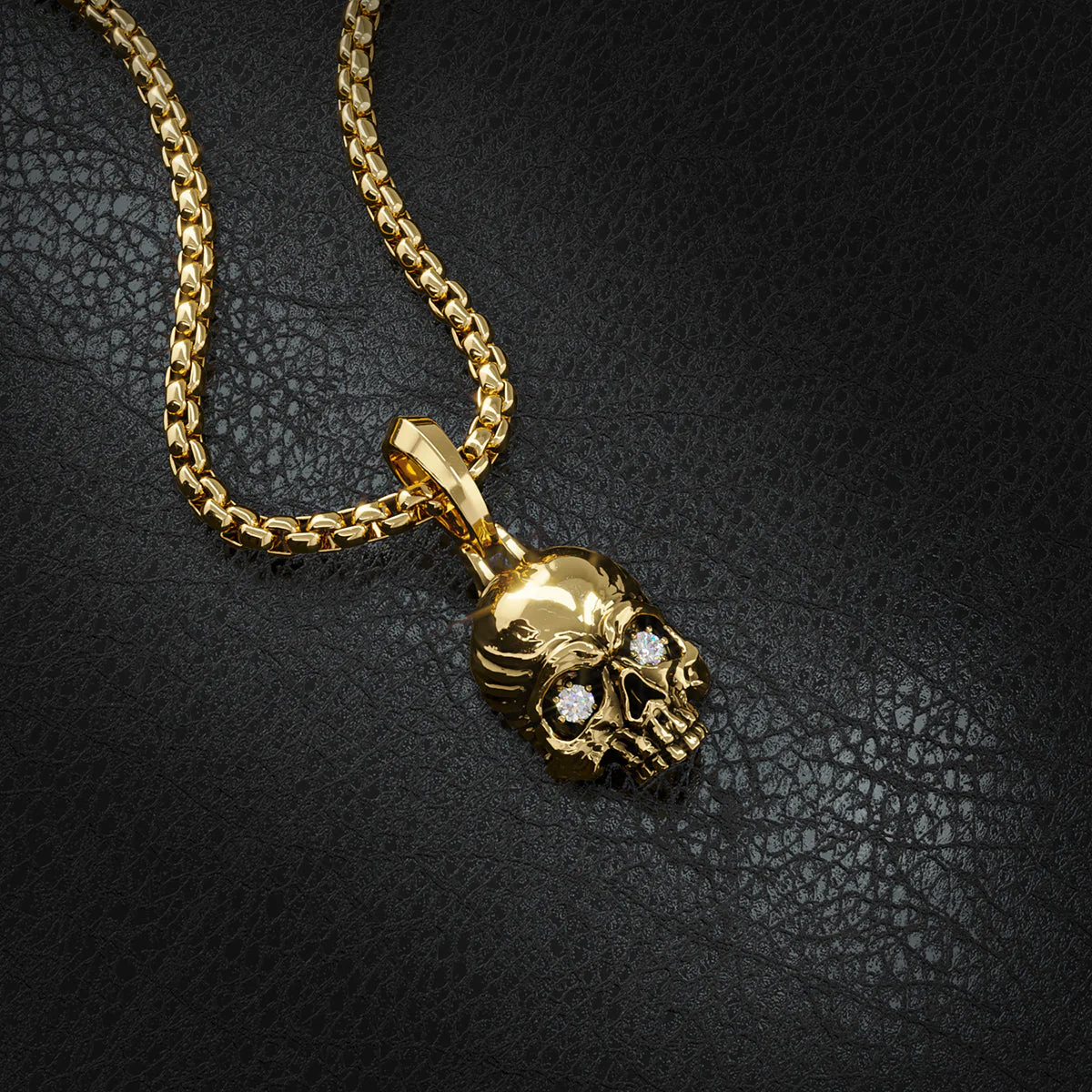 Vita, Gold Skull Pendant with Diamonds - Image 3