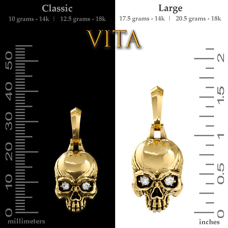 Vita, Gold Skull Pendant with Diamonds - Image 4