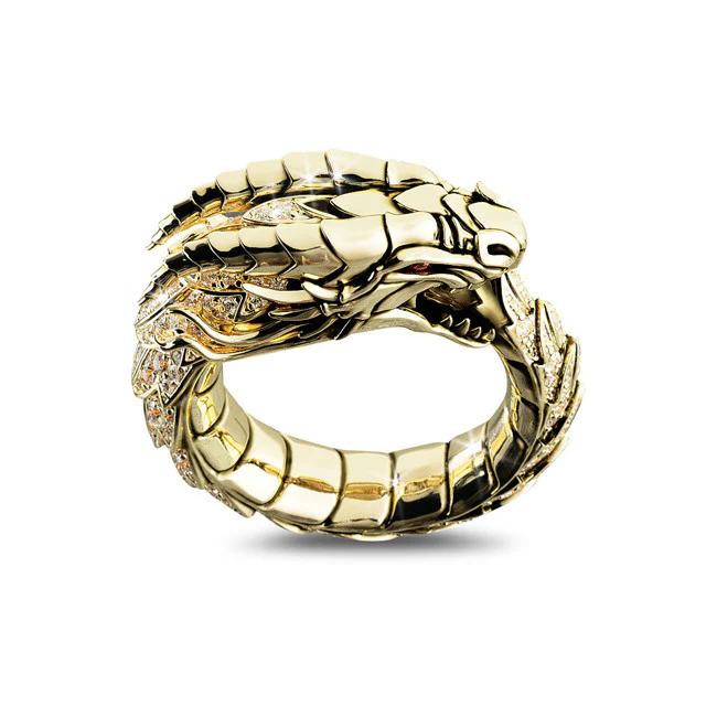 Dragon, Gold Ring with Diamonds - Image 3