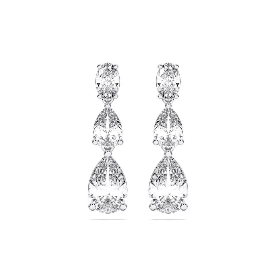 GRADUATING OVAL AND PEAR TEAR DROP EARRINGS, 3.00 CTW