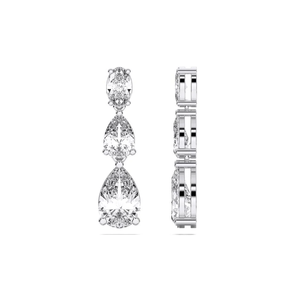 GRADUATING OVAL AND PEAR TEAR DROP EARRINGS, 3.00 CTW - Image 2