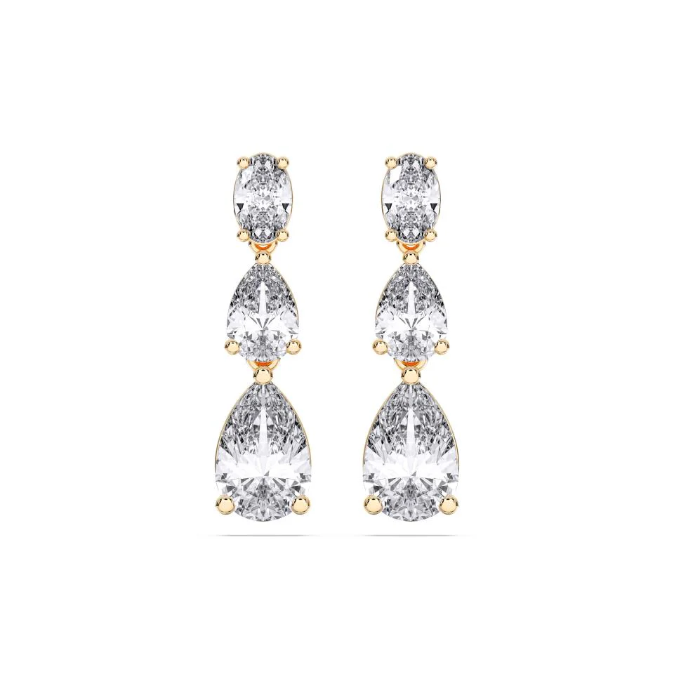 GRADUATING OVAL AND PEAR TEAR DROP EARRINGS, 3.00 CTW - Image 3