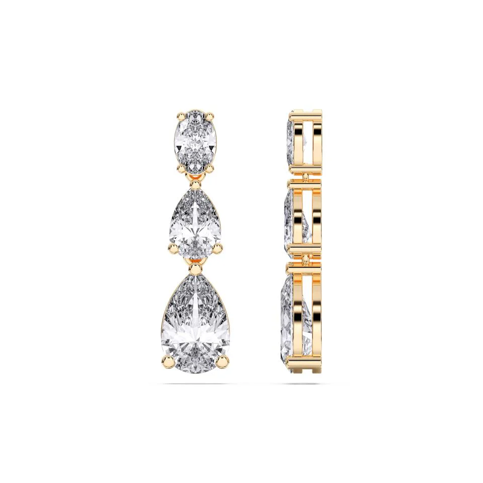 GRADUATING OVAL AND PEAR TEAR DROP EARRINGS, 3.00 CTW - Image 4