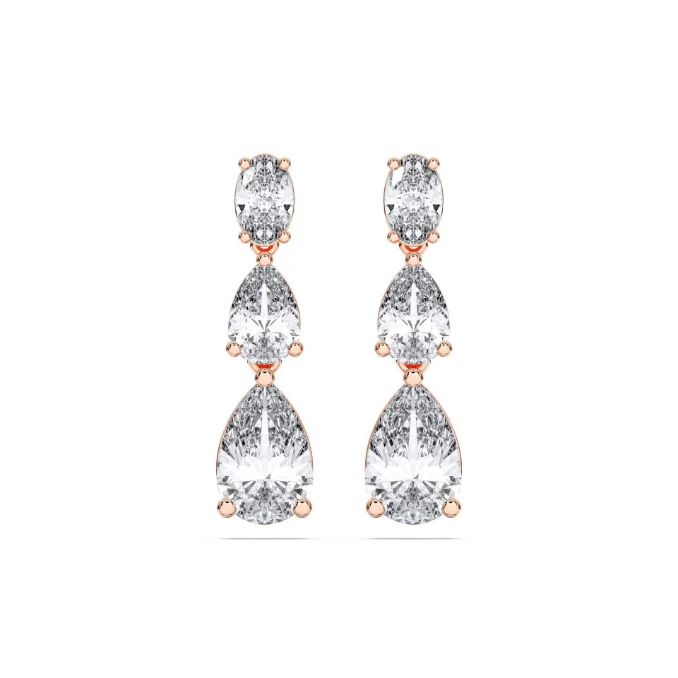 GRADUATING OVAL AND PEAR TEAR DROP EARRINGS, 3.00 CTW - Image 5