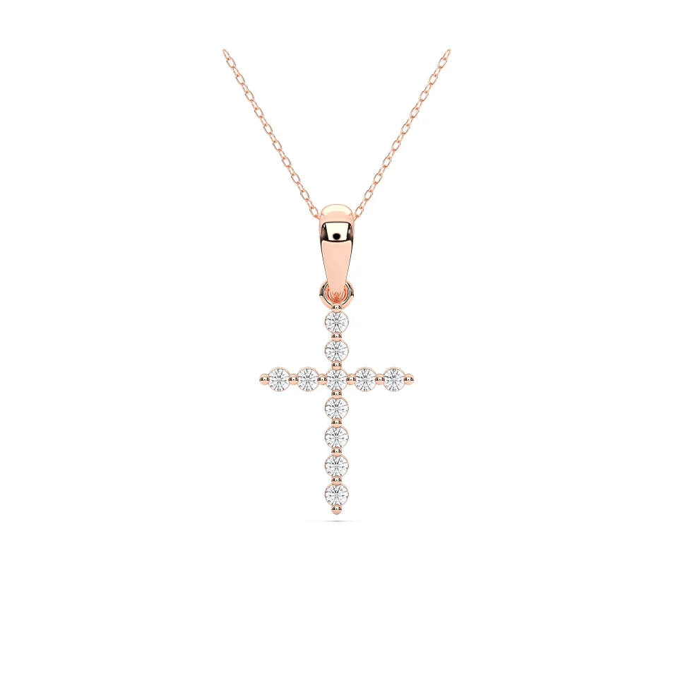 GRACE, ROUND DIAMOND CROSS PENDANT - Image 3