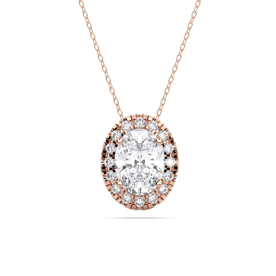 OVAL HALO SOLITAIRE PENDANT - Image 3