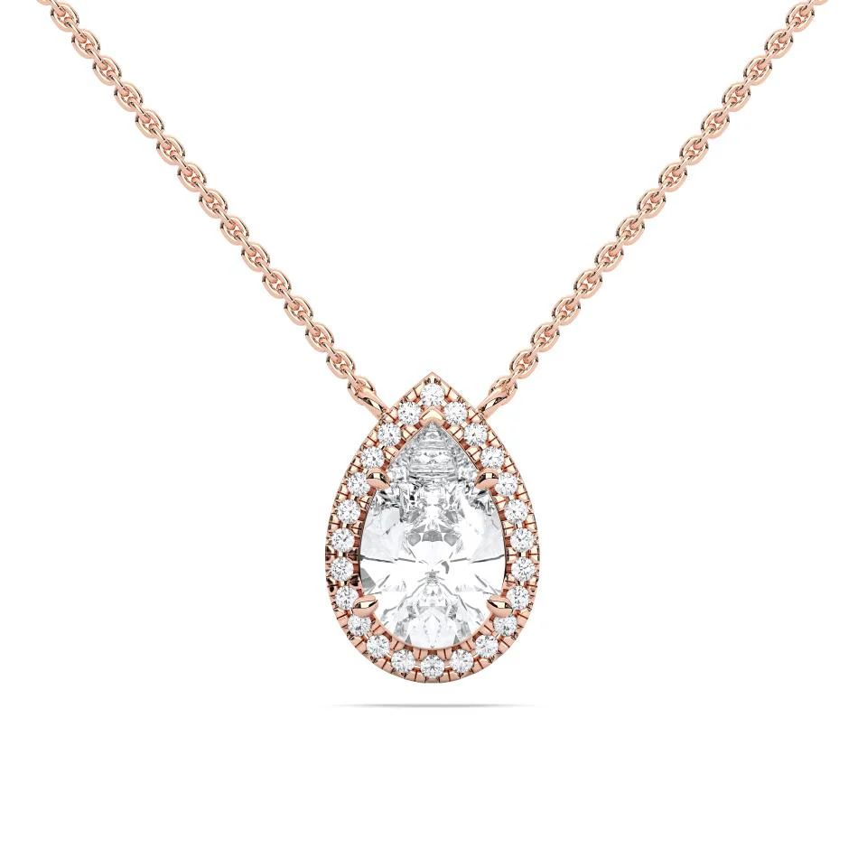 PEAR HALO SOLITAIRE PENDANT - Image 3