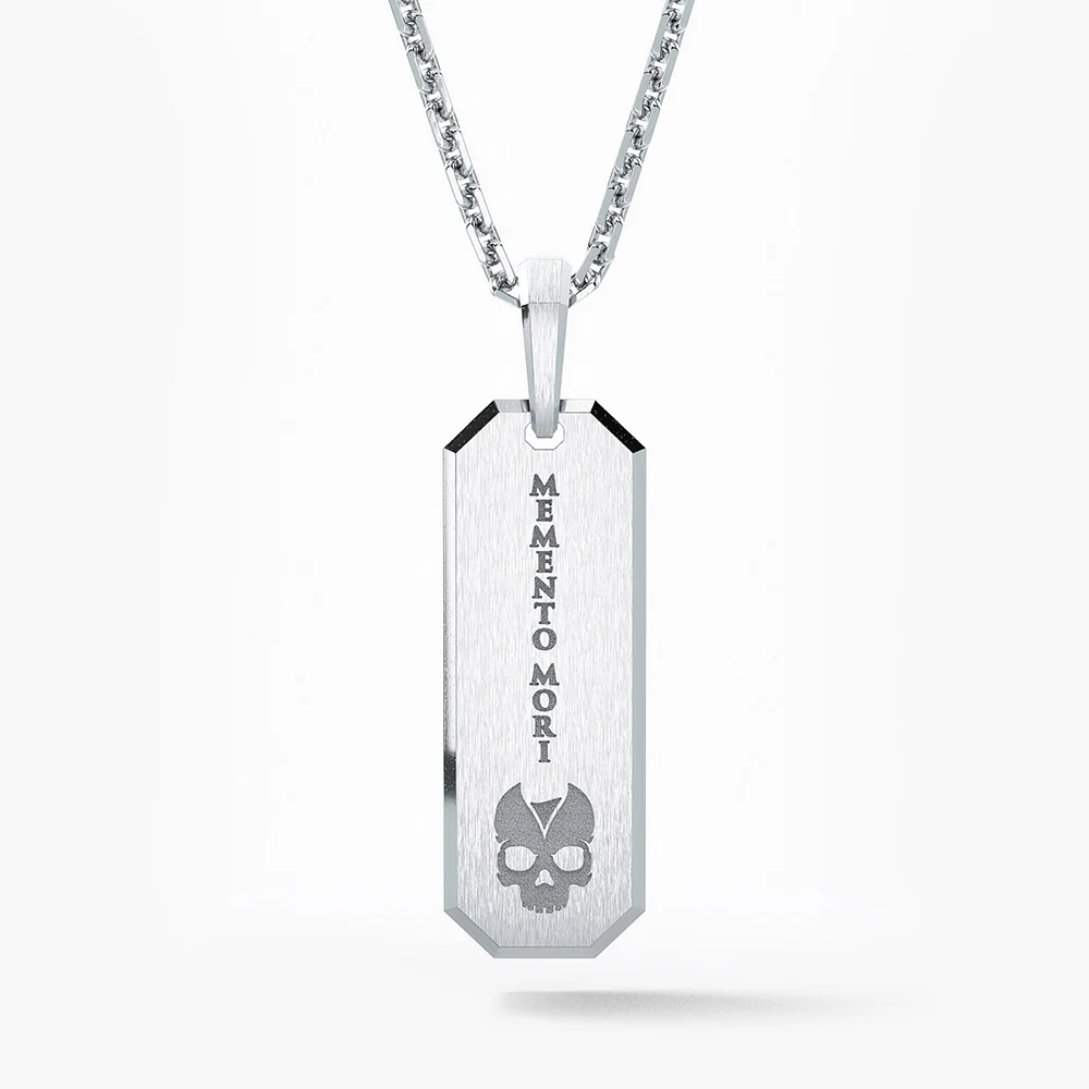 Memento Mori, Silver Tag Pendant - Image 2