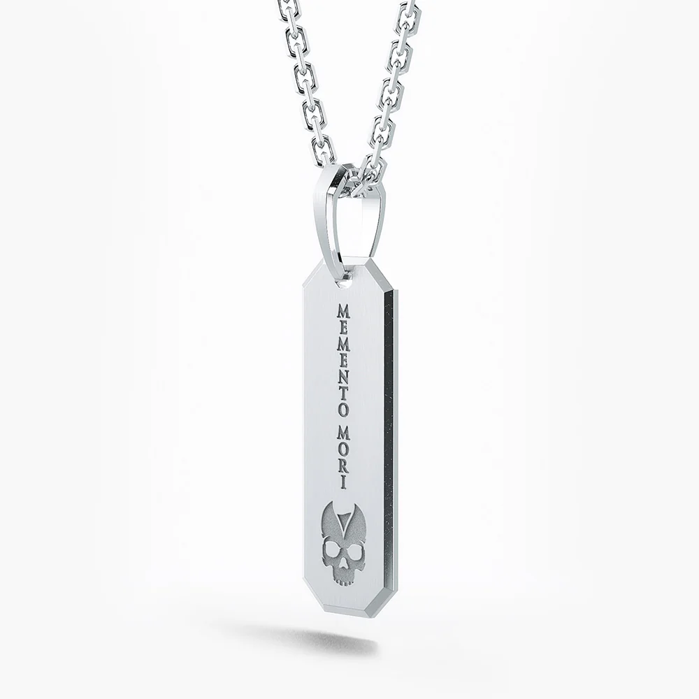 Memento Mori, Silver Tag Pendant - Image 3