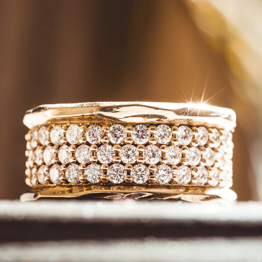 Lux, Mens Gold and Diamond Band Ring - Image 3