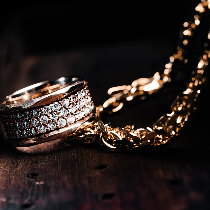 Lux, Mens Gold and Diamond Band Ring - Image 8
