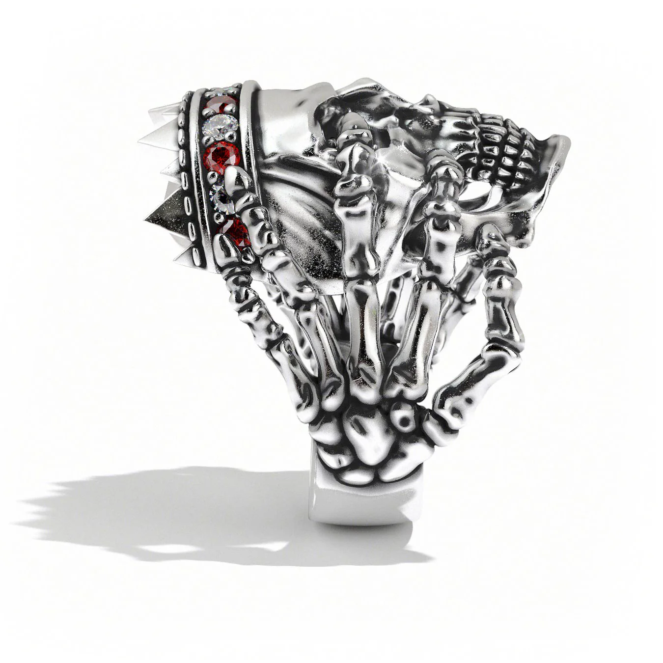 Usurper, Silver Skull ring with Diamonds - Image 5