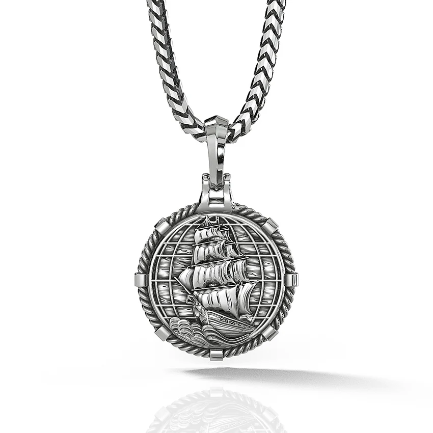 Voyager, Platinum Compass Pendant - Image 4