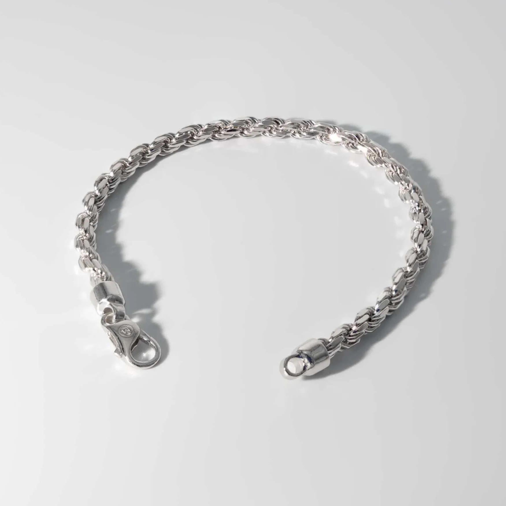 Silver Diamond Cut Rope Bracelet 5mm