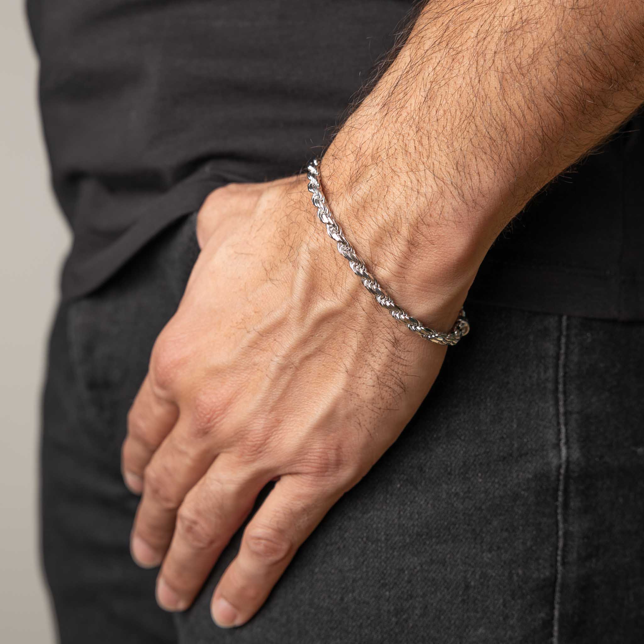Silver Diamond Cut Rope Bracelet 5mm - Image 2