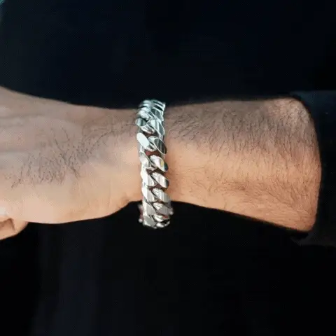 Silver Miami Cuban Bracelet 15mm - Image 3