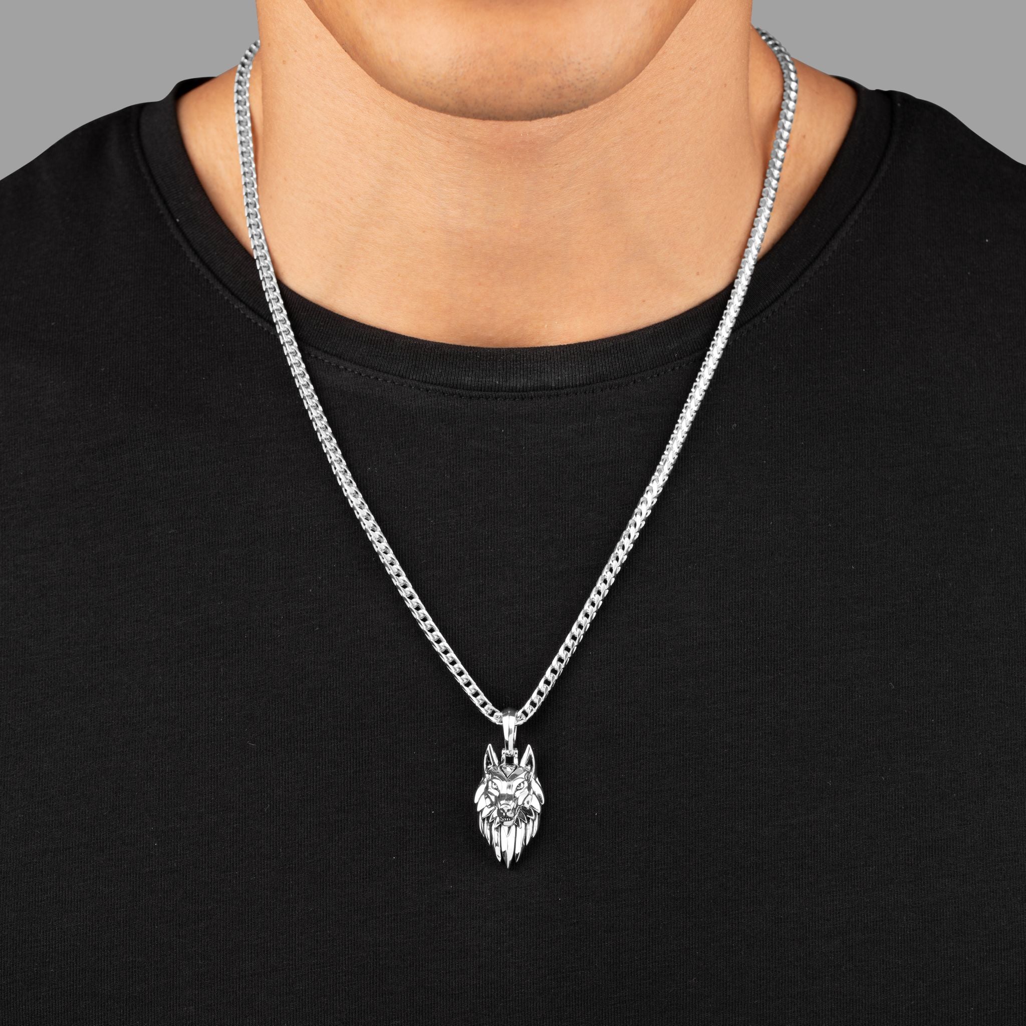 Alpha, Silver Wolf Pendant - Image 3
