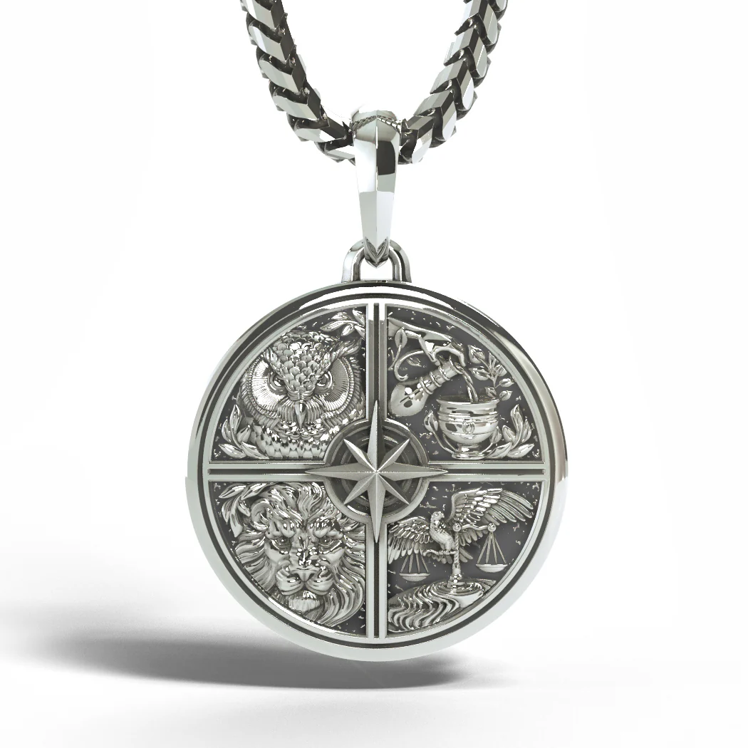 Stoic 4 Virtues, Silver Pendant