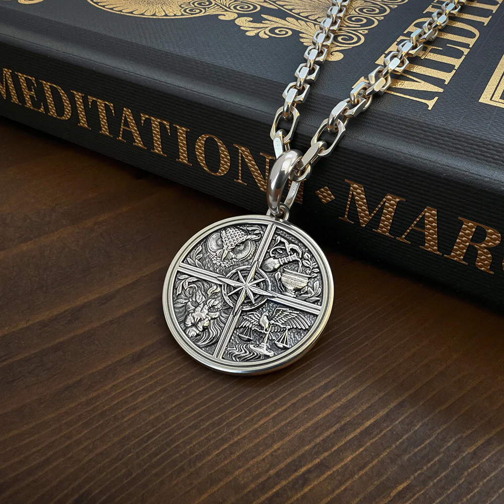 Stoic 4 Virtues, Silver Pendant - Image 2