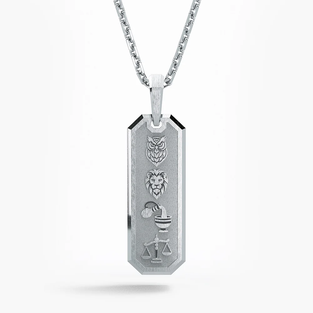 Stoic 4 Virtues, Silver Tag Pendant