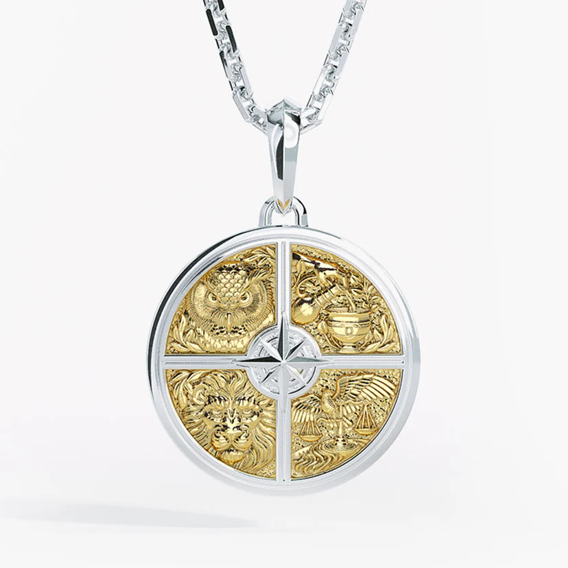 Stoic 4 Virtues, Silver and Brass Pendant